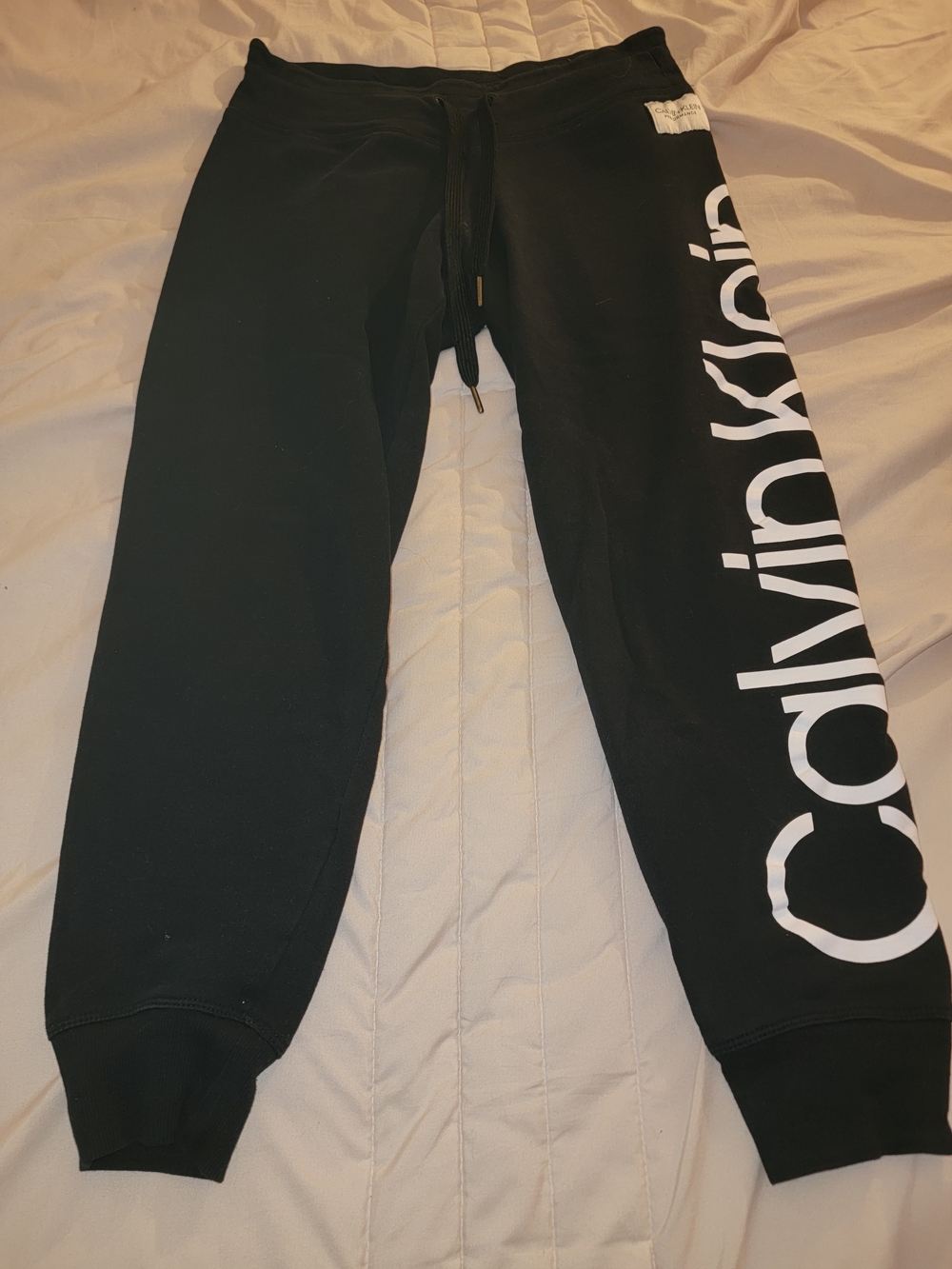Calvin Klein Black Jogger Sweatpants with White Side Logo